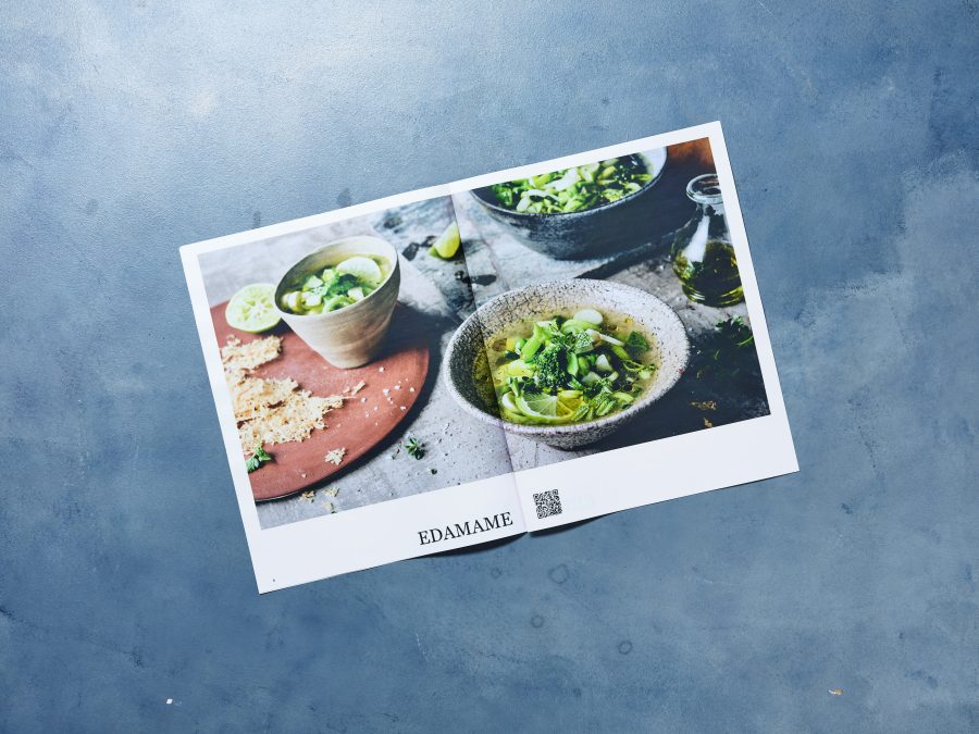 Rezept im Magazin gezeigt, hier Edamame Suppe