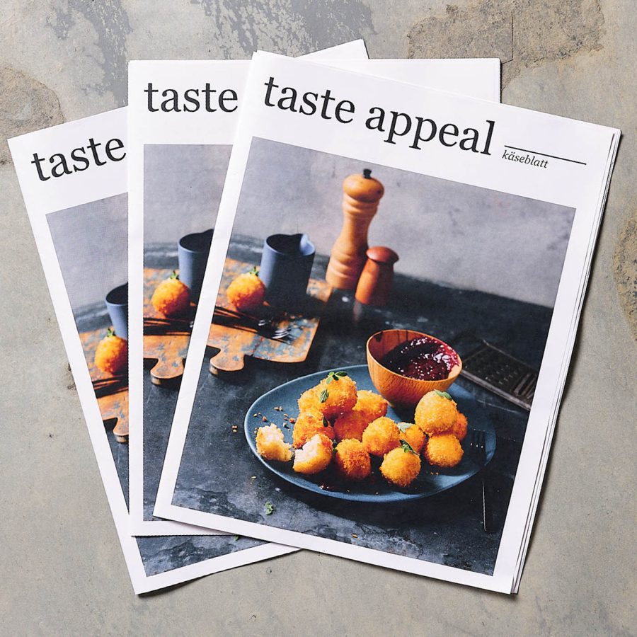 TASTE APPEAL– Ausgabe "käseblatt" Cover übereinander auf grau Steinuntergrund